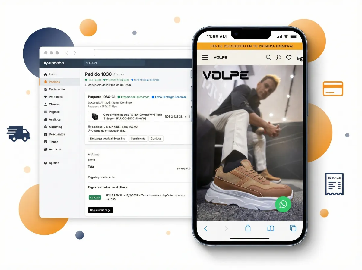 Panel de administración y tienda en línea Vendabo
